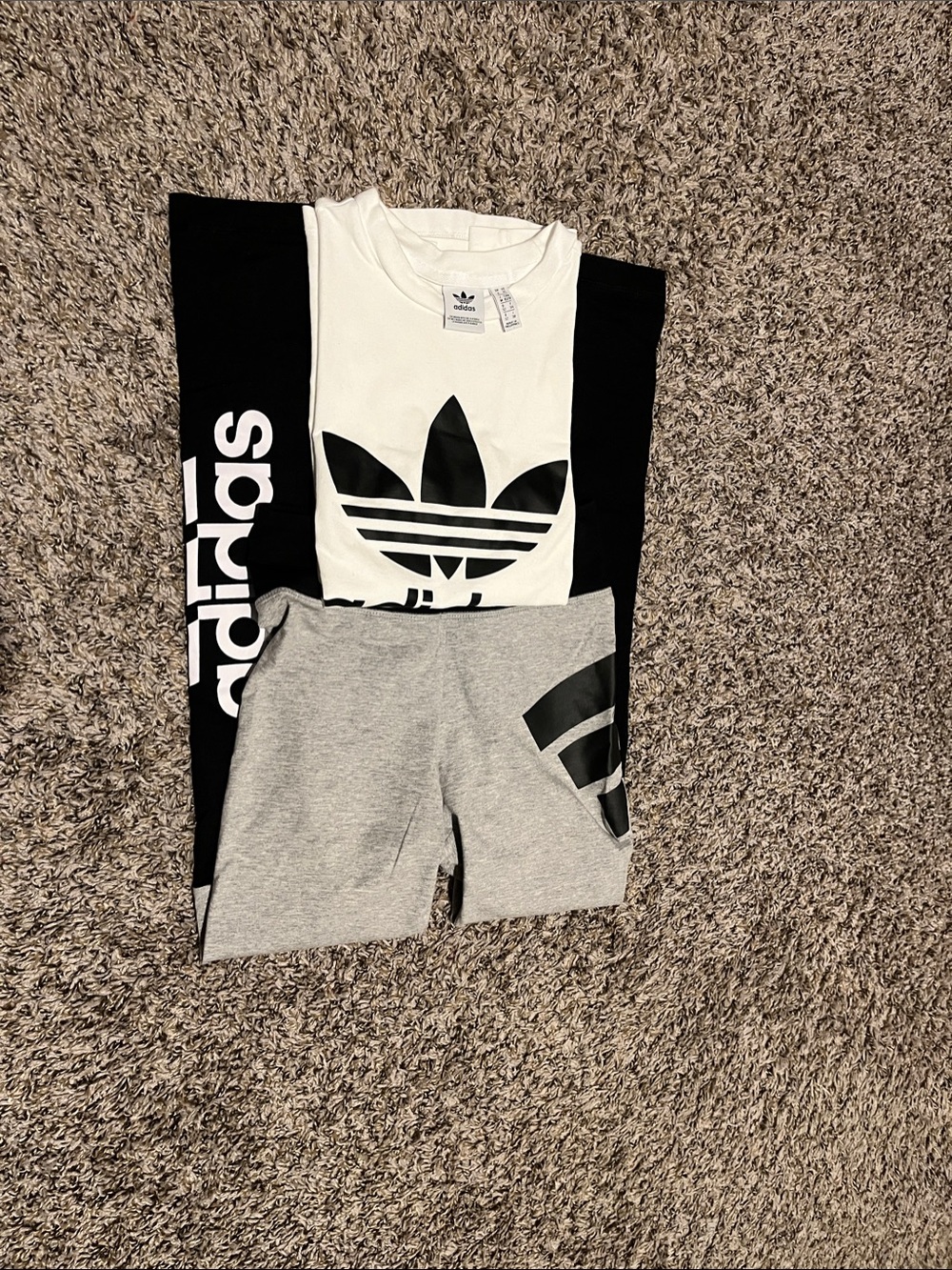 Adidas Black & White Tee with Grey Logo Bike Shorts Set
